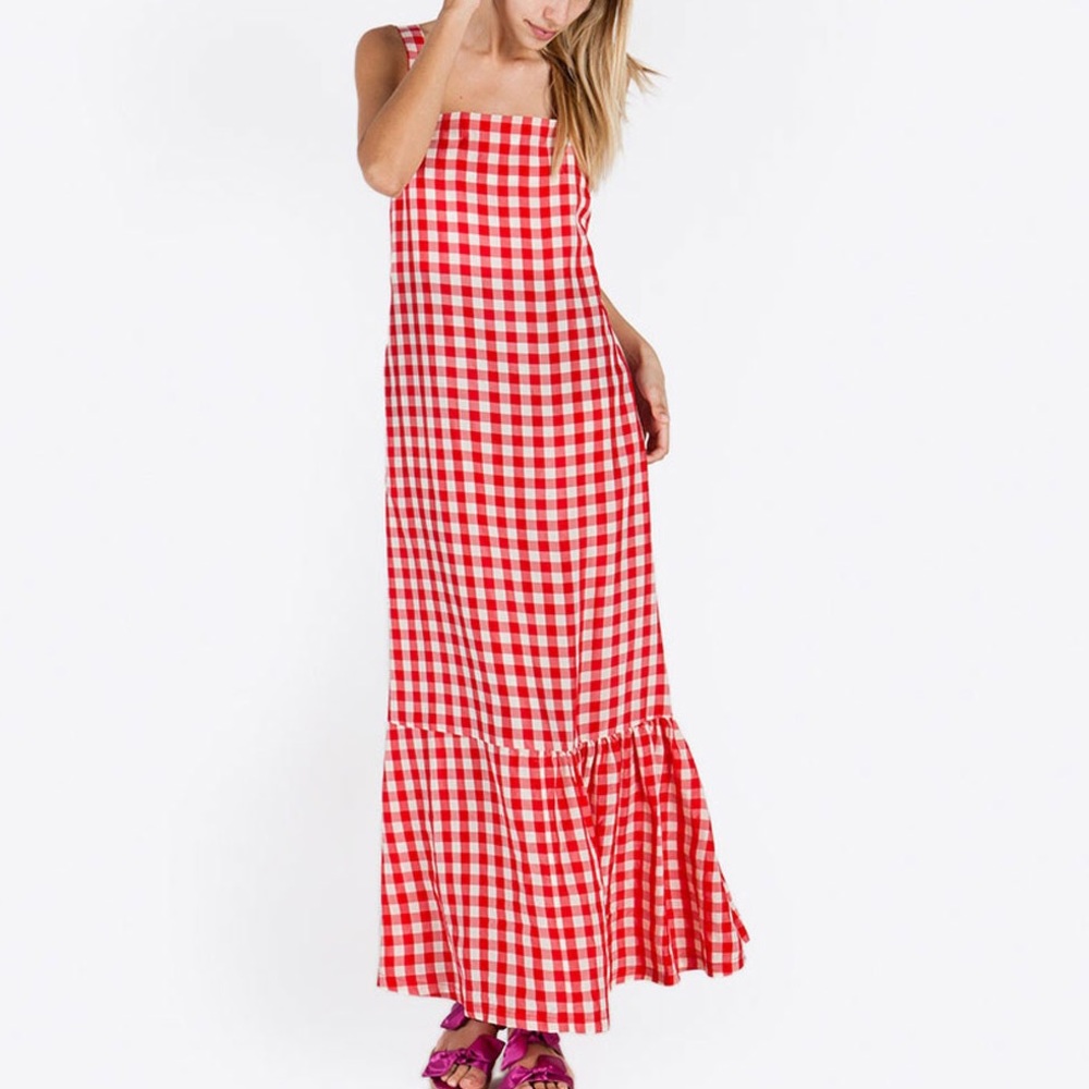 Creatures of Comfort Statlin check maxi dress